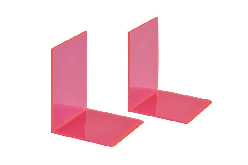 MAUL Buchstützen – pink transparent – 100 × 130 mm – Acryl, 2 Stück