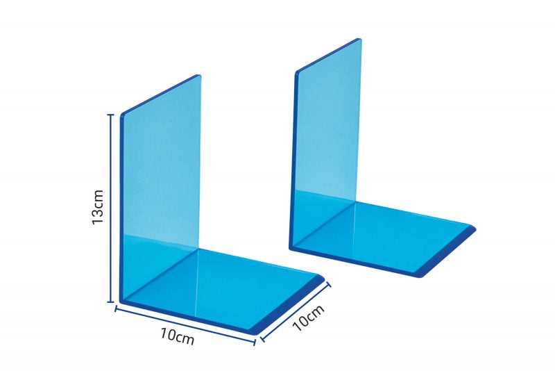 MAUL Buchstützen – blau transparent – 100 × 130 mm – Kunststoff, 2 Stück