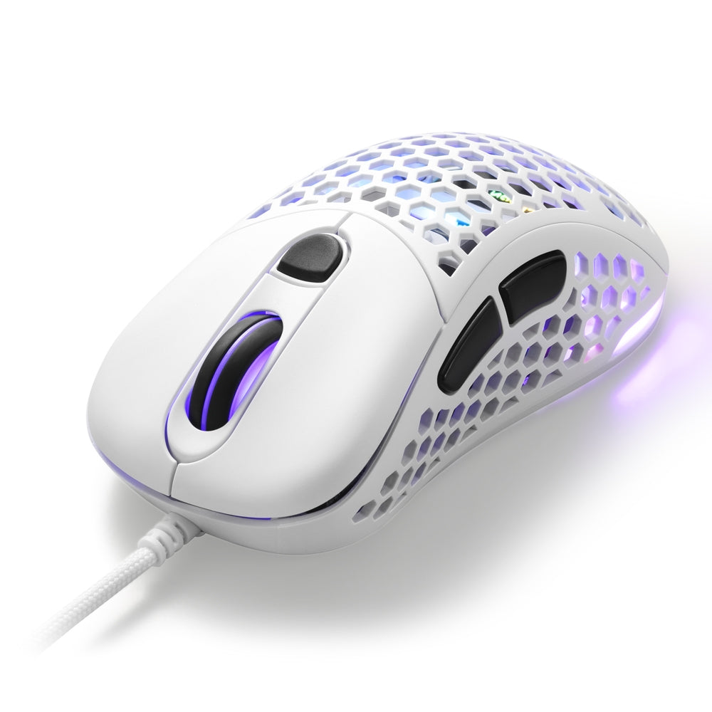 Sharkoon Light 200 – Gaming-Maus – Kabelgebunden (USB‑A), 16000 DPI, Beidhändig, Weiss