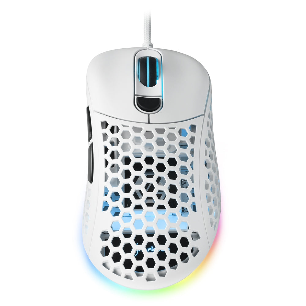 Sharkoon Light 200 – Gaming-Maus – Kabelgebunden (USB‑A), 16000 DPI, Beidhändig, Weiss