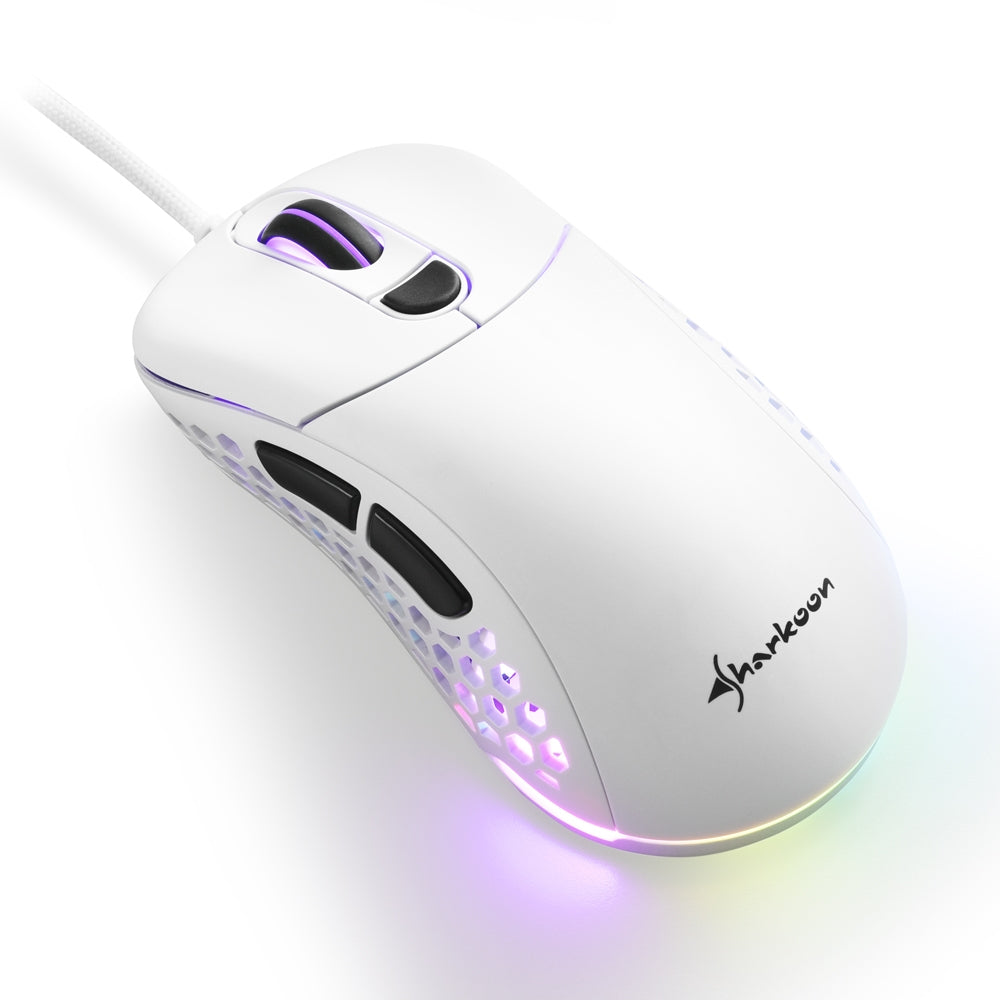 Sharkoon Light 200 – Gaming-Maus – Kabelgebunden (USB‑A), 16000 DPI, Beidhändig, Weiss