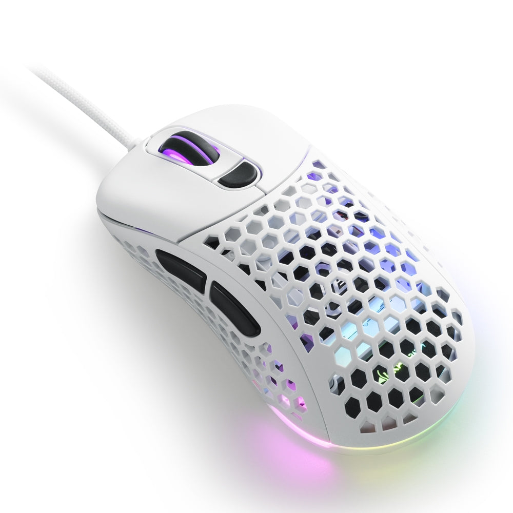 Sharkoon Light 200 – Gaming-Maus – Kabelgebunden (USB‑A), 16000 DPI, Beidhändig, Weiss