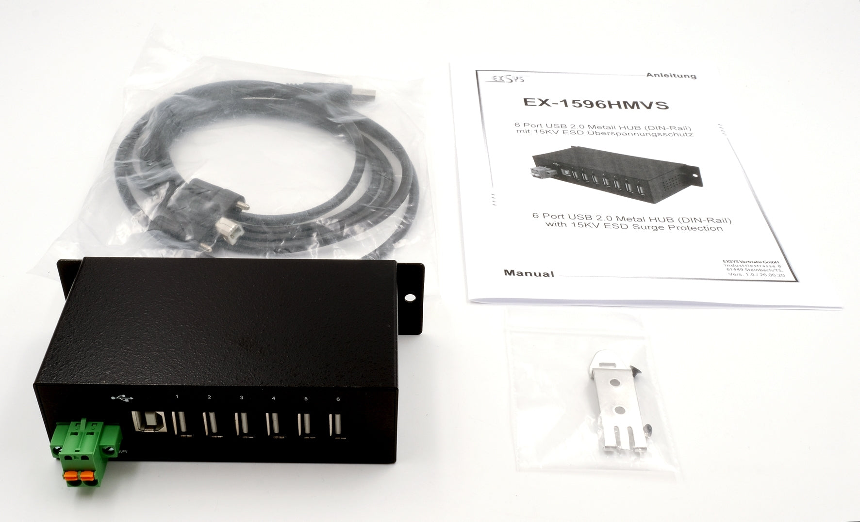 EXSYS EX-1596HMVS USB-Hub – USB 2.0, 6× USB-A