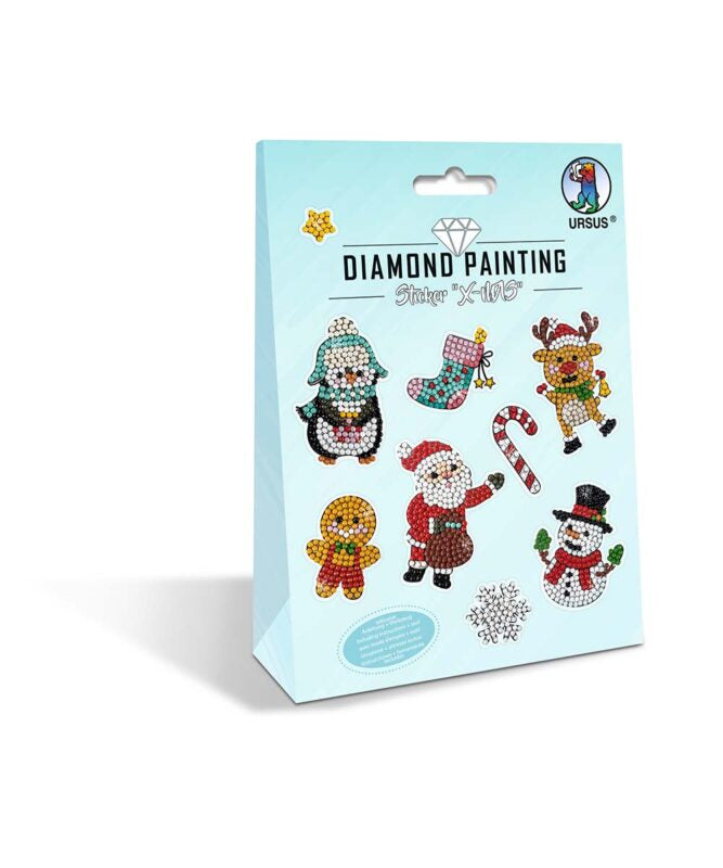 URSUS Diamond Sticker X-MAS – Diamond Painting Set – 15 × 10 cm – 2 Stickerbögen – ab 3 Jahren