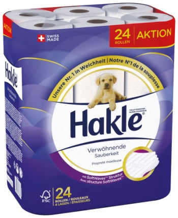 Hakle Verwöhnende Sauberkeit Toilettenpapier – 4-lagig, 140 Blatt/Rolle – 24 Rollen