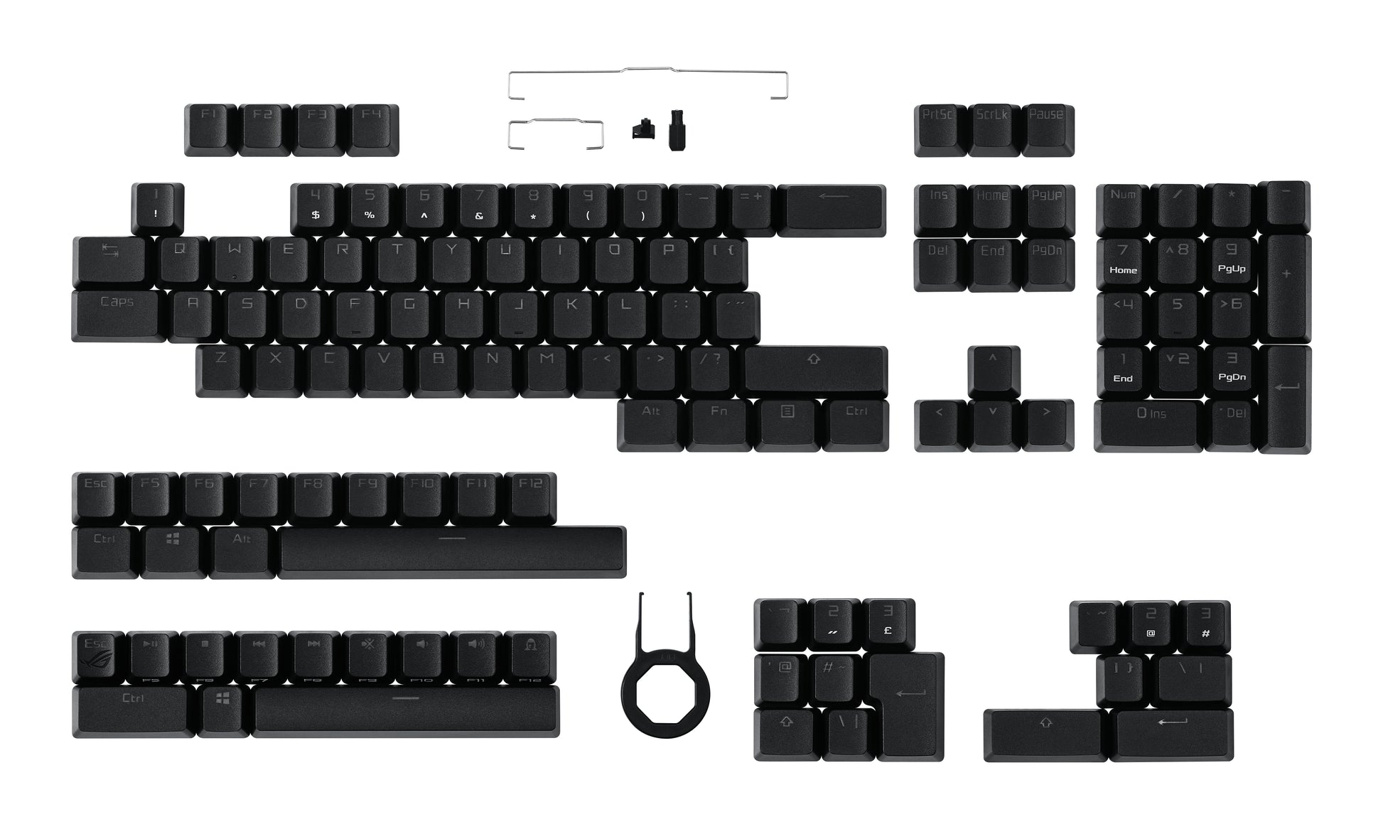 ASUS ROG AC03 – Tastaturkappen-Set, PBT, Schwarz, Cherry-MX kompatibel, für gängige Layouts