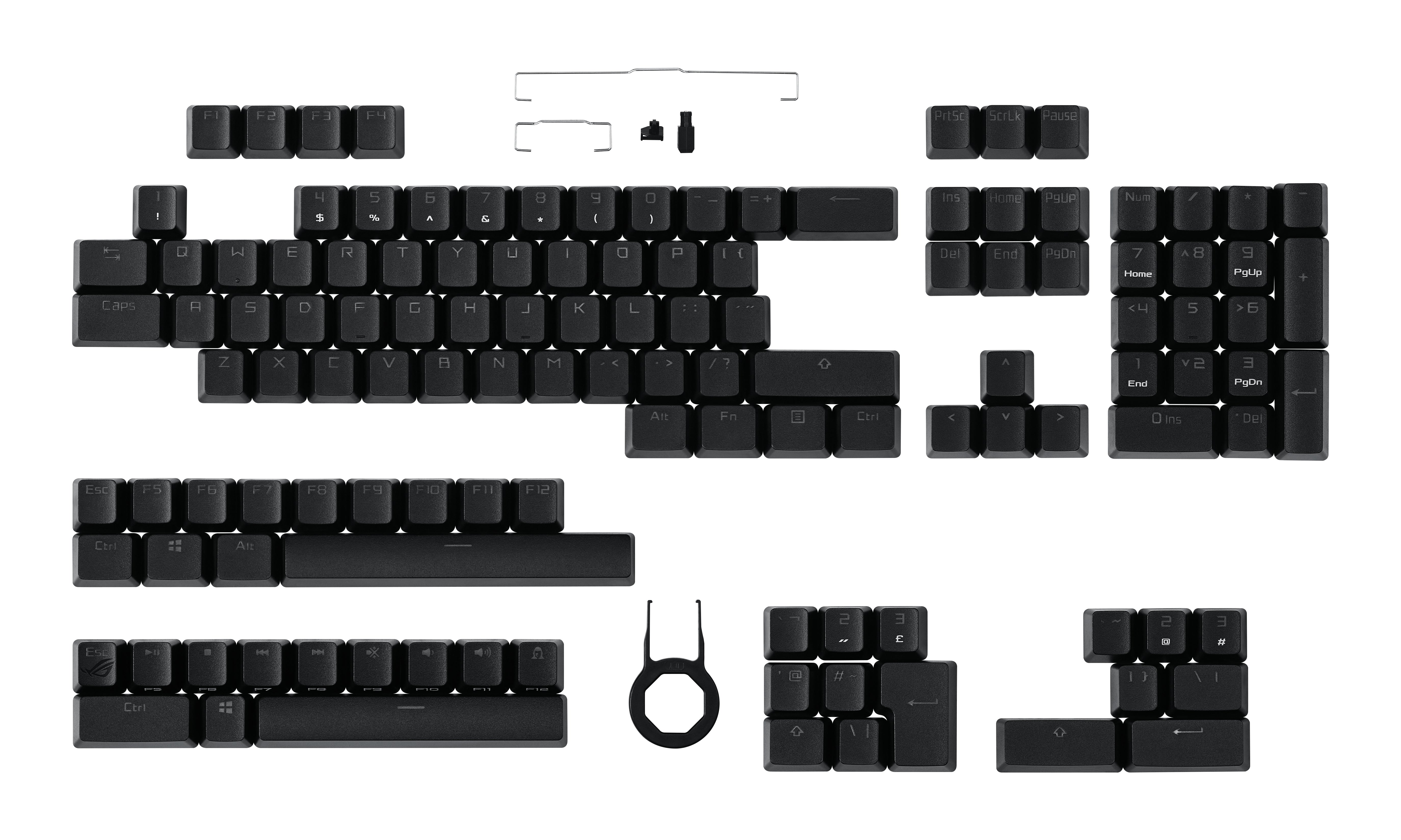 ASUS ROG AC03 – Tastaturkappen-Set, PBT, Schwarz, Cherry-MX kompatibel, für gängige Layouts