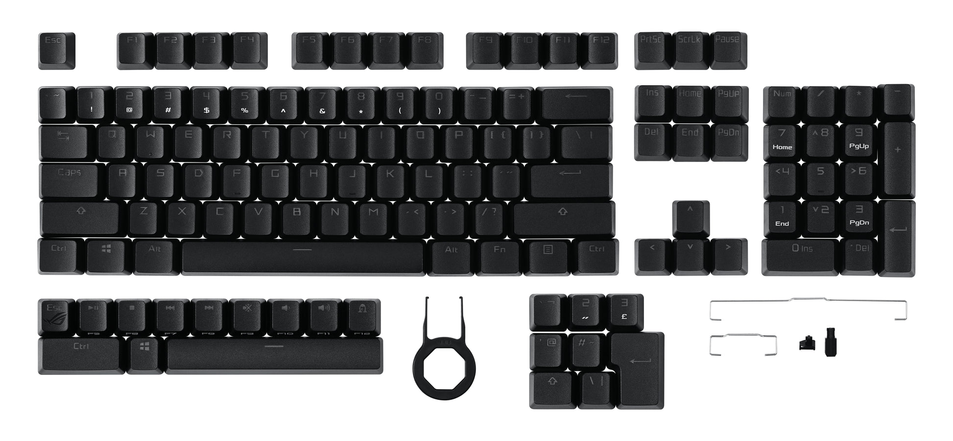 ASUS ROG AC03 – Tastaturkappen-Set, PBT, Schwarz, Cherry-MX kompatibel, für gängige Layouts