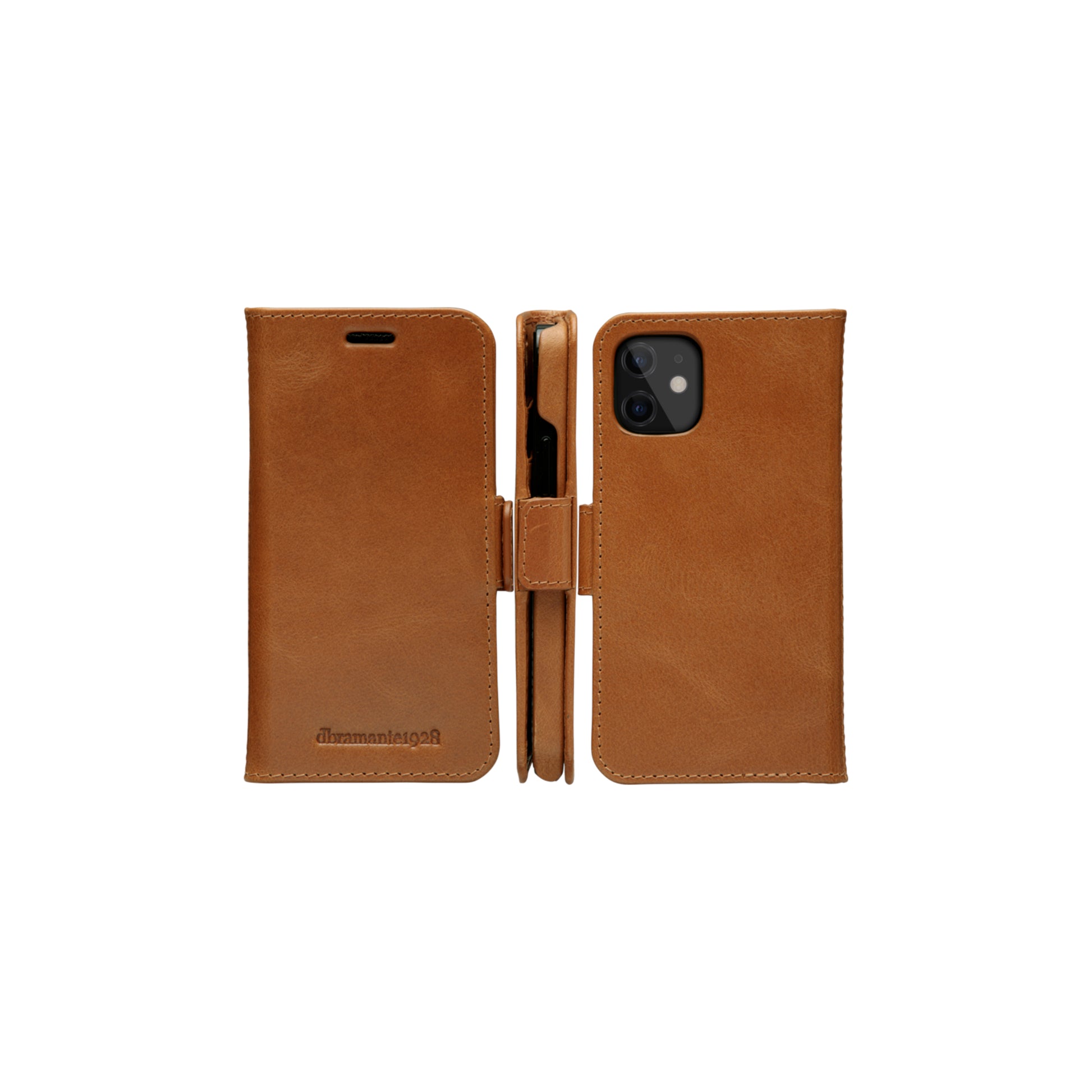 dbramante1928 Lynge – Wallethülle – für Apple iPhone 12 mini – mit Ständer, 3 Kartenfächer, Leder, Beige