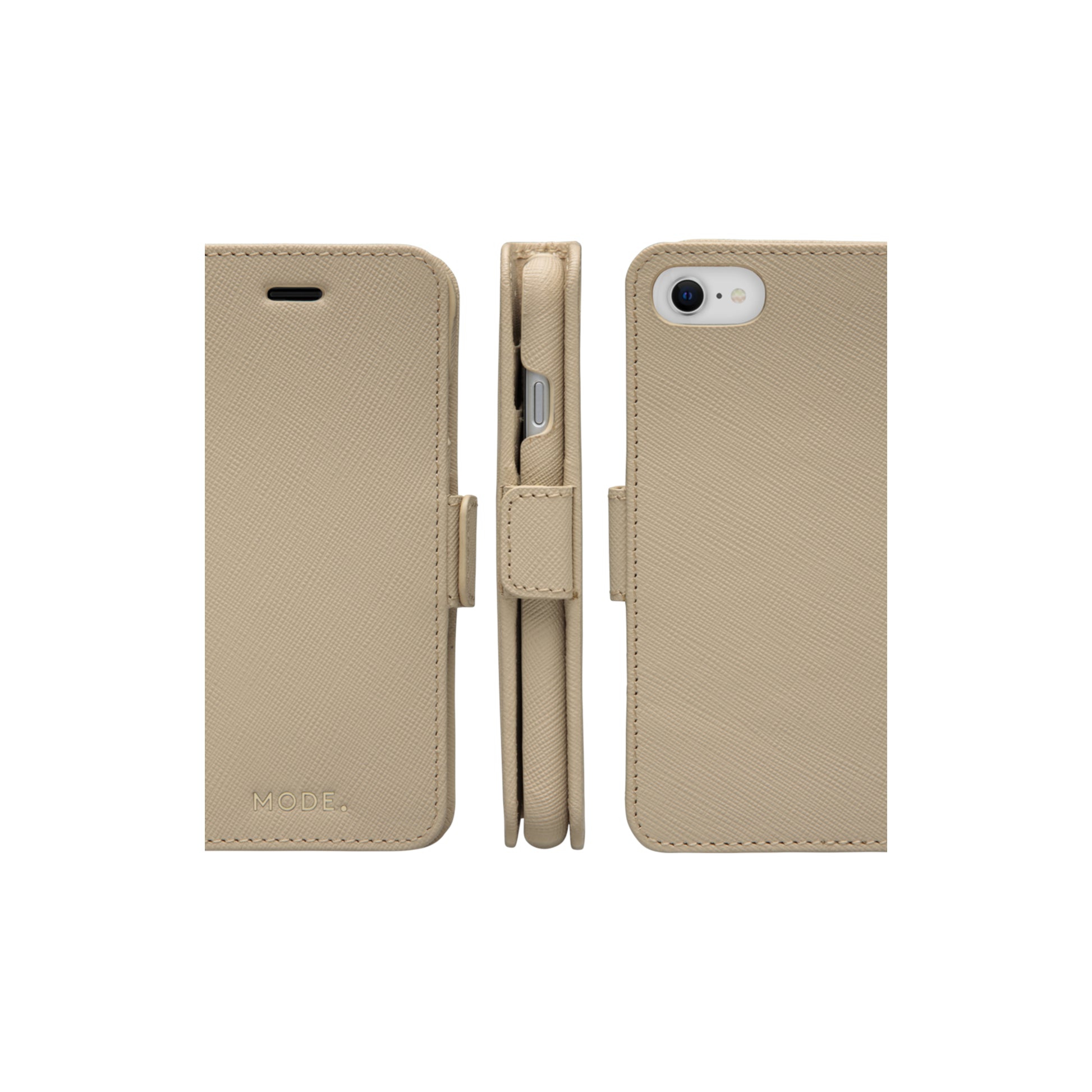 dbramante1928 New York – Wallethülle – für Apple iPhone SE/8/7, 3 Kartenfächer, Leder, Sand, Magnetverschluss