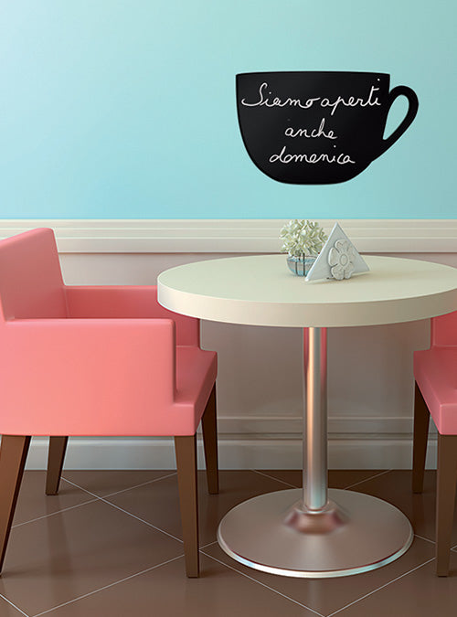 Securit Silhouette-Kreidetafel CUP – 440 × 290 mm – schwarz – inkl. Kreidestift, Wandmontageset