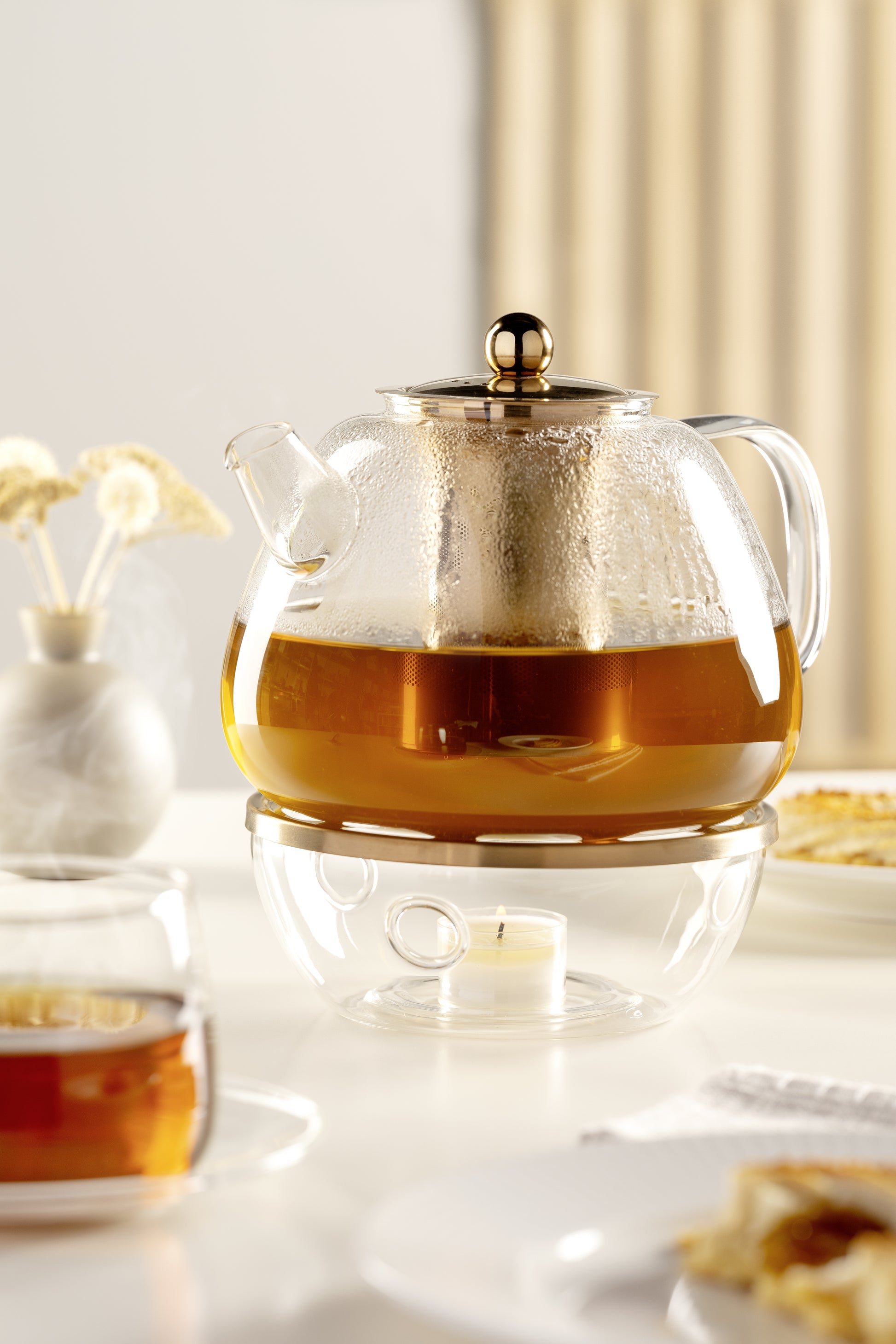 LEONARDO Teekanne – 1,5 l, Borosilikatglas, transparent, abnehmbarer Deckel, mit Teefilter, spülmaschinenfest