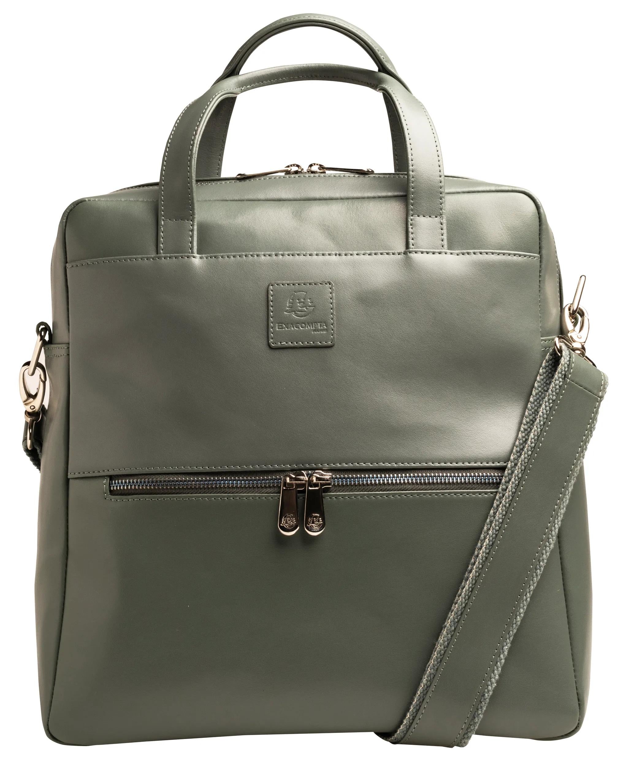 Exacompta Notebook-Rucksack bis 14" – Leder, Gepolstertes Laptop-/Tabletfach – Grau
