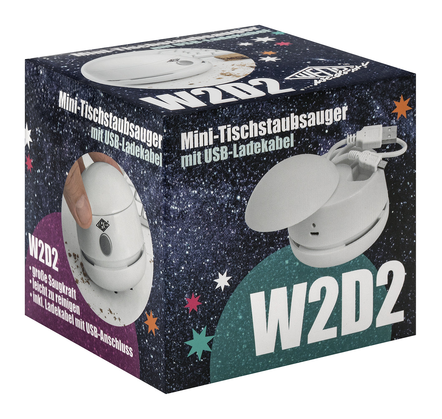 Wedo Mini-Tischstaubsauger – Akkubetrieb, Ø 8,3 × 7,7 cm, für Tisch, Weiss