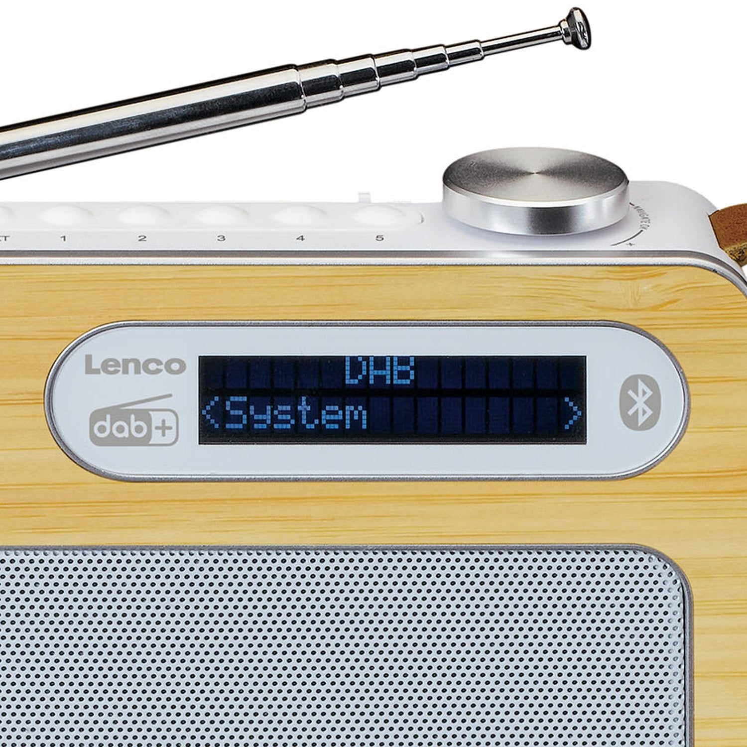Lenco PDR-040 – DAB+ Radio, Akkulaufzeit 12 h, Bluetooth 5.0, Bambus/Weiss