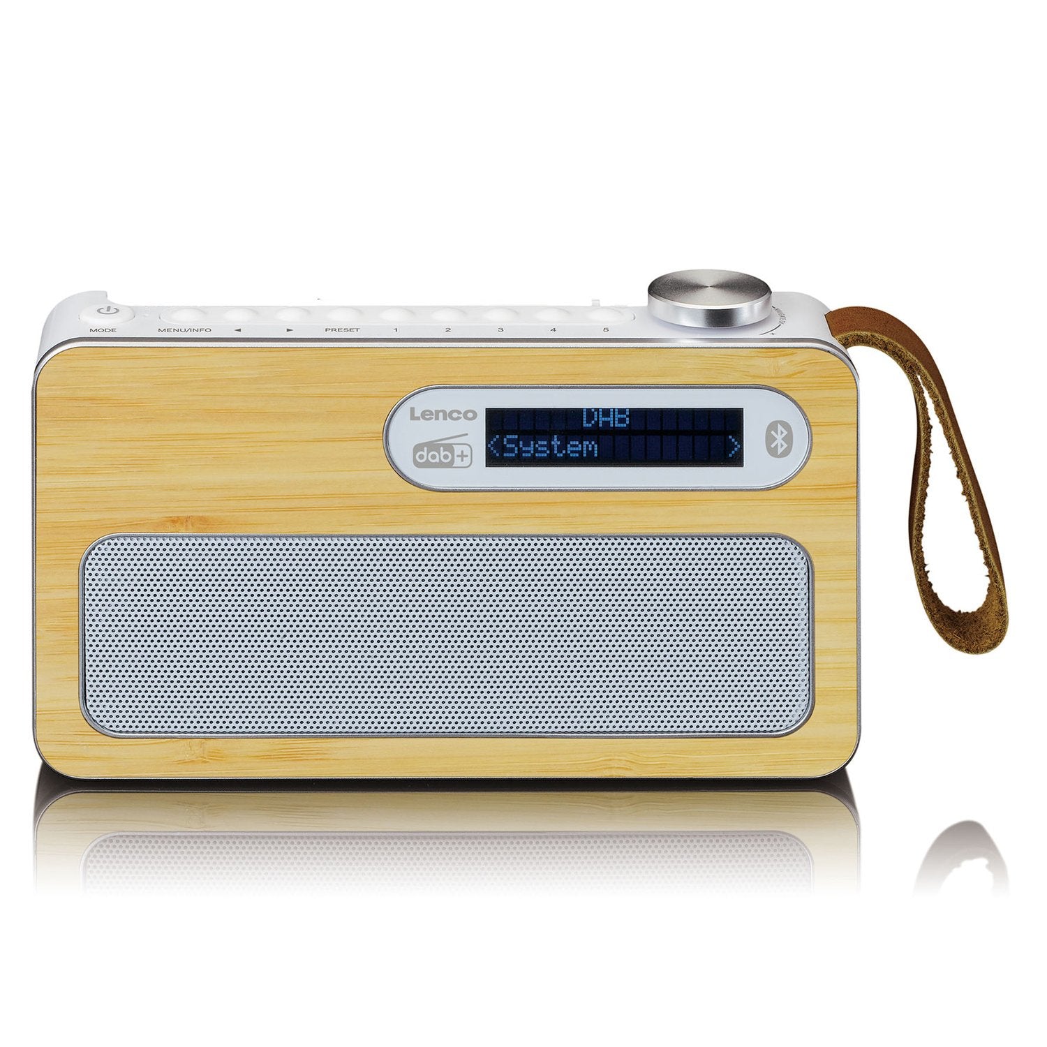 Lenco PDR-040 – DAB+ Radio, Akkulaufzeit 12 h, Bluetooth 5.0, Bambus/Weiss