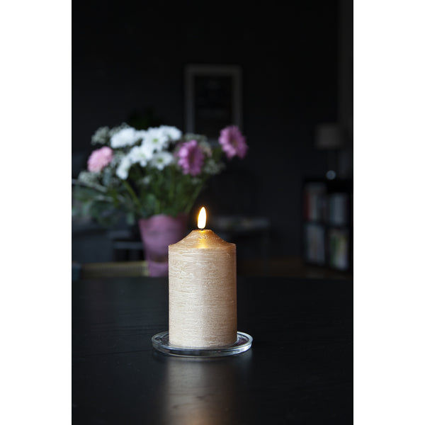 Star Trading LED-Säulenkerze – Ø 7,5 × 15 cm – Wachs, Gold