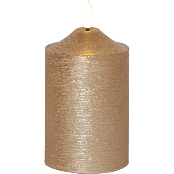 Star Trading LED-Säulenkerze – Ø 7,5 × 15 cm – Wachs, Gold