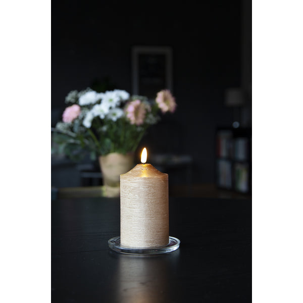 Star Trading LED-Säulenkerze – Ø 7,5 × 15 cm – Wachs, Gold