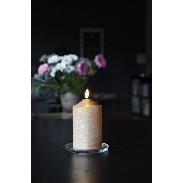 Star Trading LED-Säulenkerze – Ø 7,5 × 15 cm – Wachs, Gold