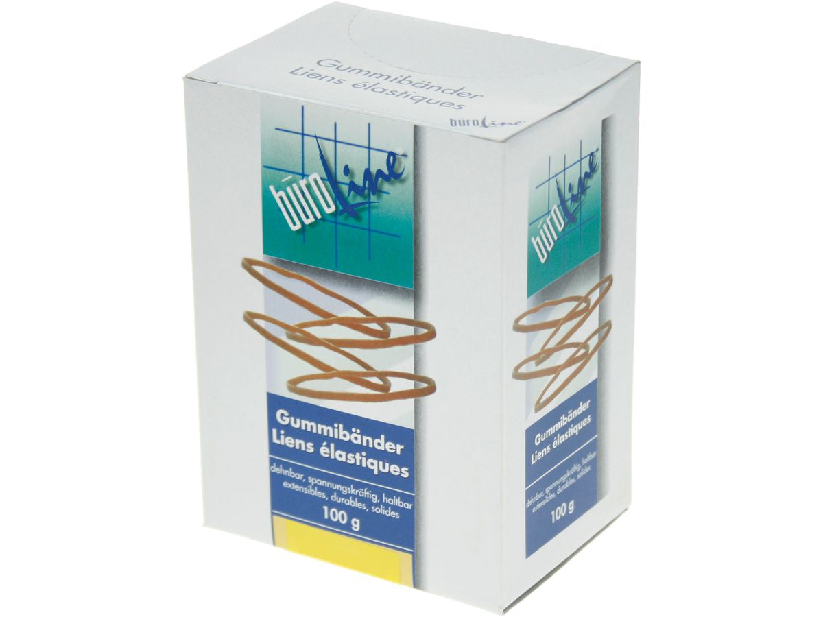 Buroline BÜROLINE Gummibänder – 62 × 83 mm, Ø 40 mm, braun, Naturkautschuk, 100 g