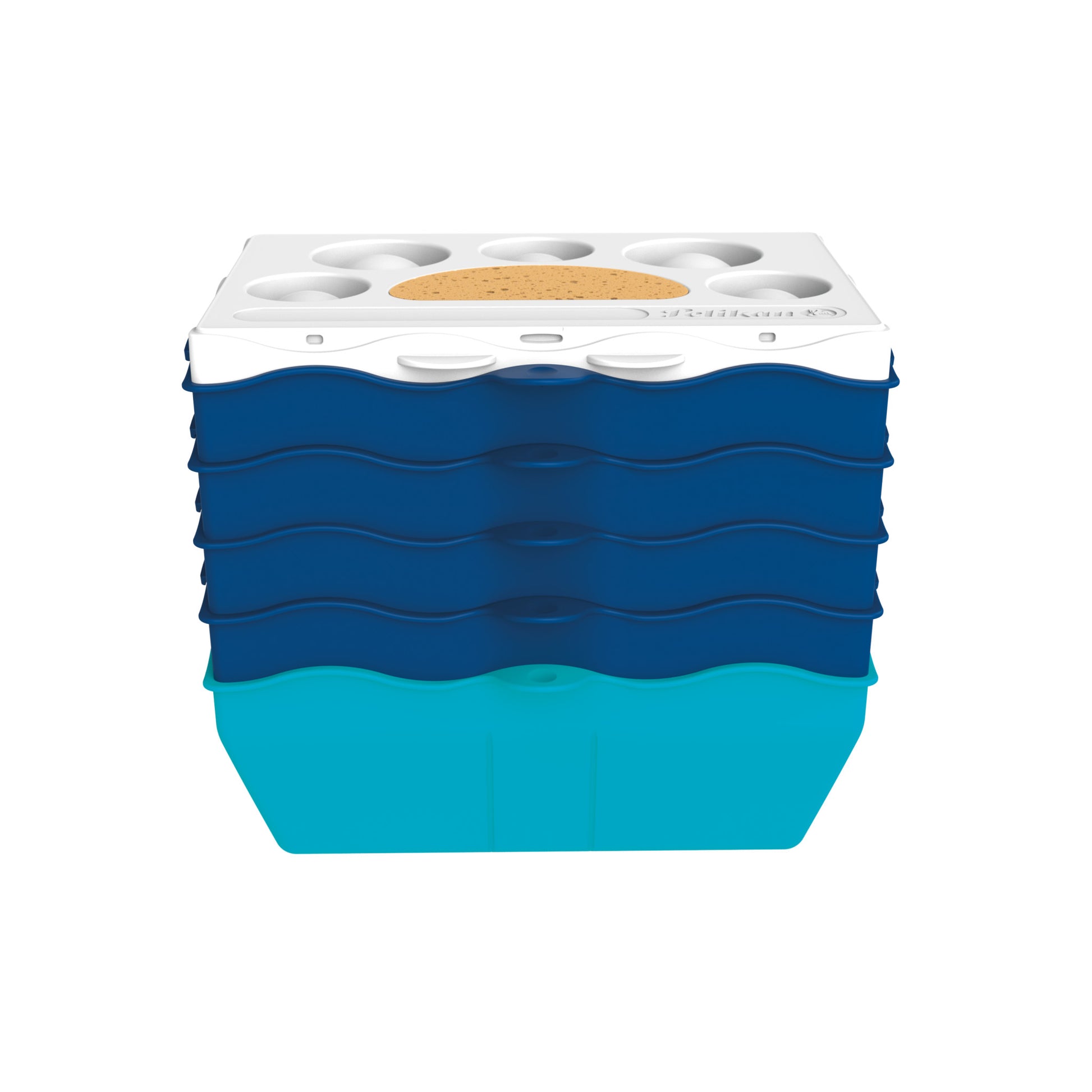 Pelikan Kreativfabrik – Basisset Malzubehör – Wasserbox mit Mischpalette, Schwamm und wasserfestem Stickerbogen