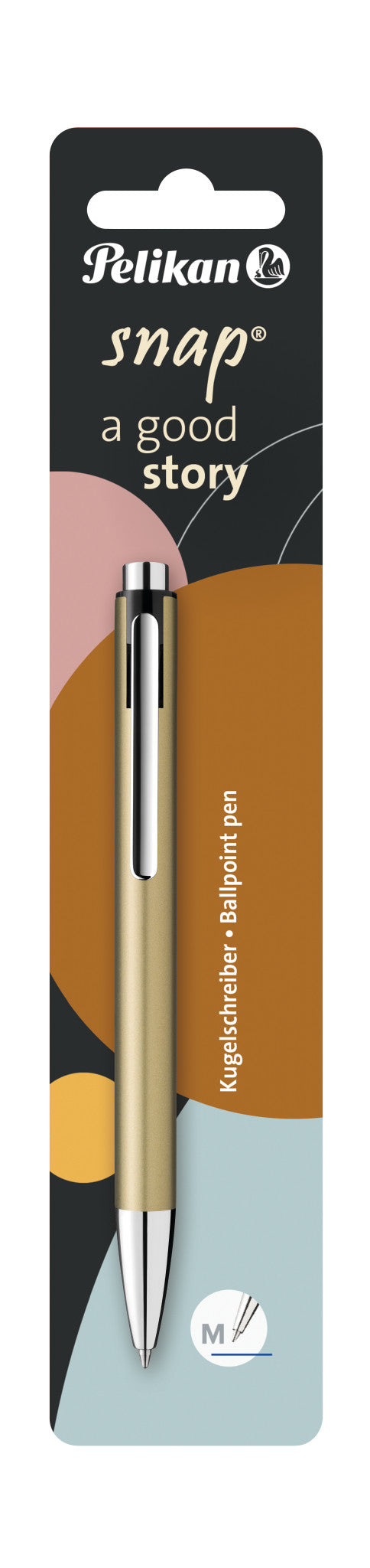 Pelikan Snap Metallic M Kugelschreiber – Blau, Medium, Druck, Metall, Gold, dokumentenecht, nachfüllbar