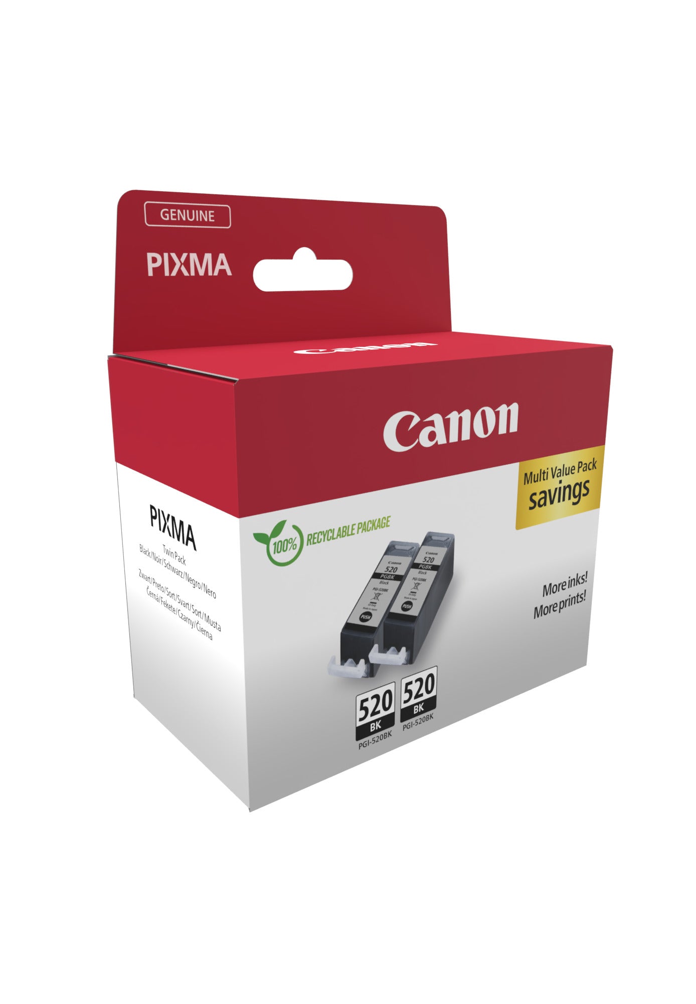 Canon PGI-520 Tintenpatronen-Multipack, 2er-Set (Original) – für PIXMA iP3600/iP4600, MP540/MP550…