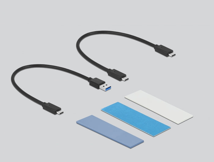 DeLOCK M.2 SSD-Gehäuse – 1-Bay extern – USB 3.2 Gen 2 (10 Gbit/s), USB-C – für M.2 NVMe (PCIe) und M.2 SATA