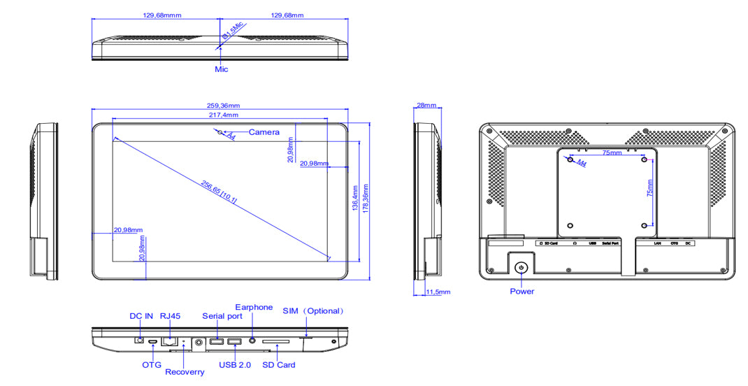 Loop24 LM-1056T – 10,1" Touchpanel – WXGA, PoE