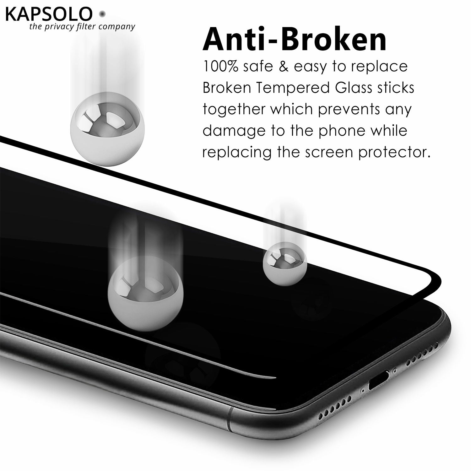 KAPSOLO Displayschutz (Panzerglas), Full Cover – für iPhone 8 Plus – mit Applikator