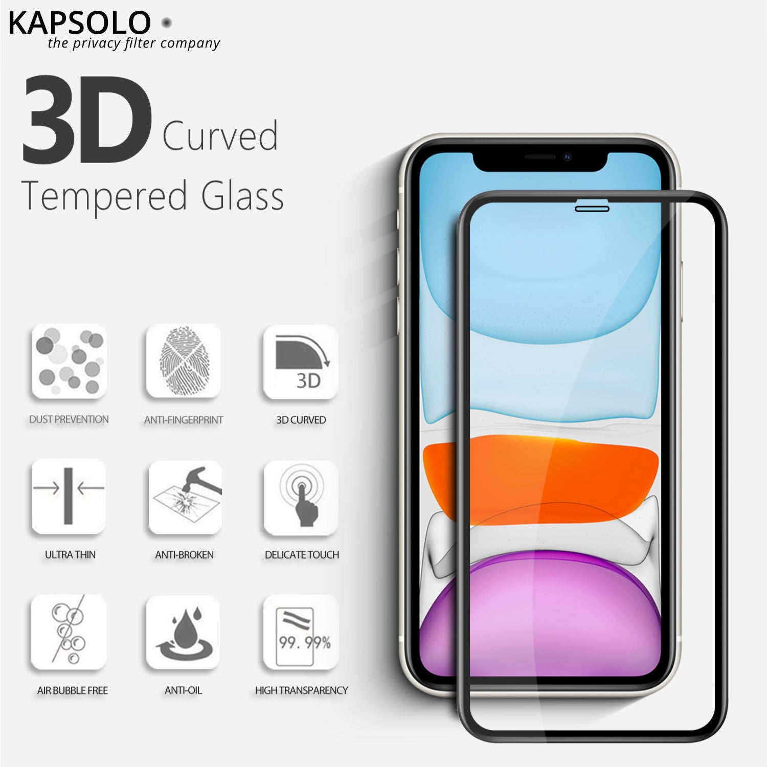 KAPSOLO Displayschutz (Panzerglas), 9H – für Galaxy Note 20 – mit Applikator