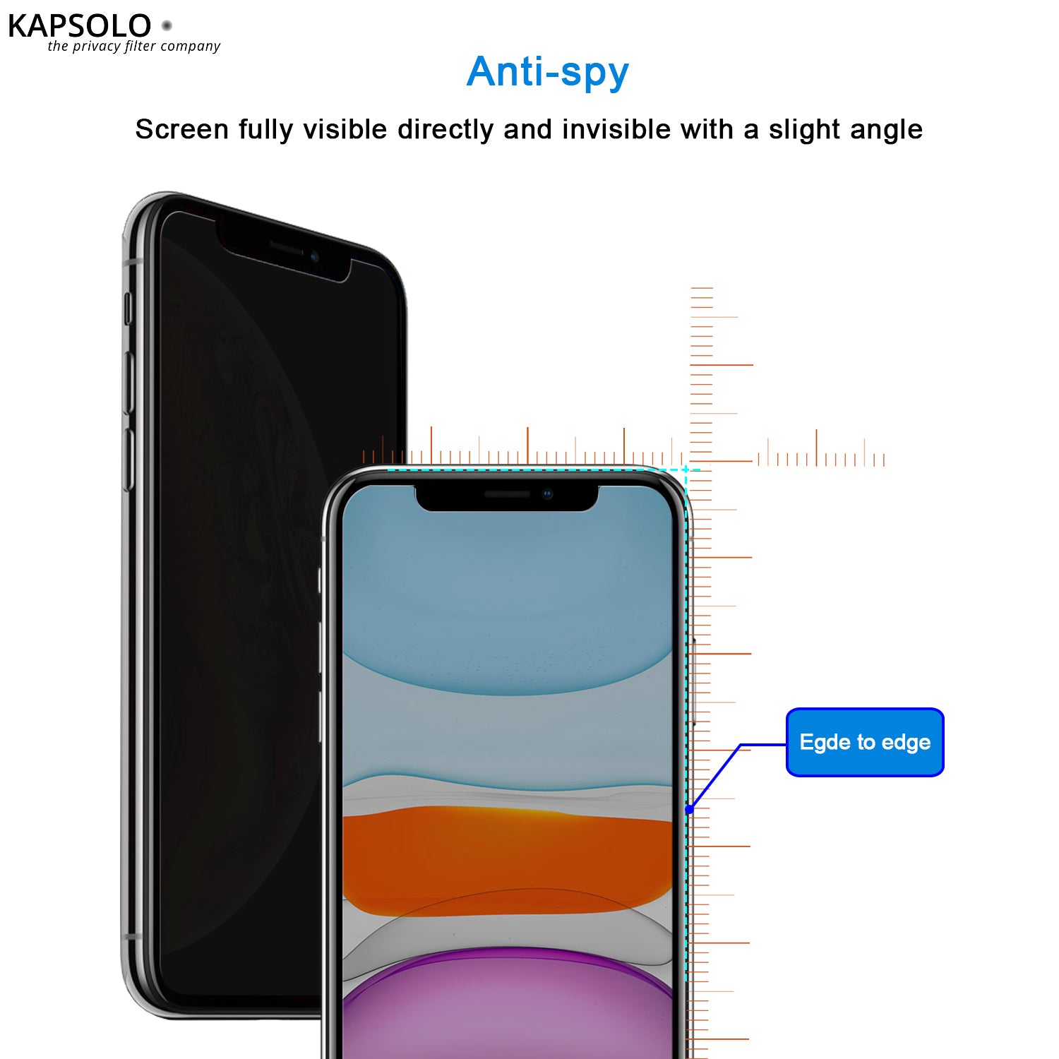 KAPSOLO Privacy-Filter (Panzerglas), 9H – für iPhone 8 Plus
