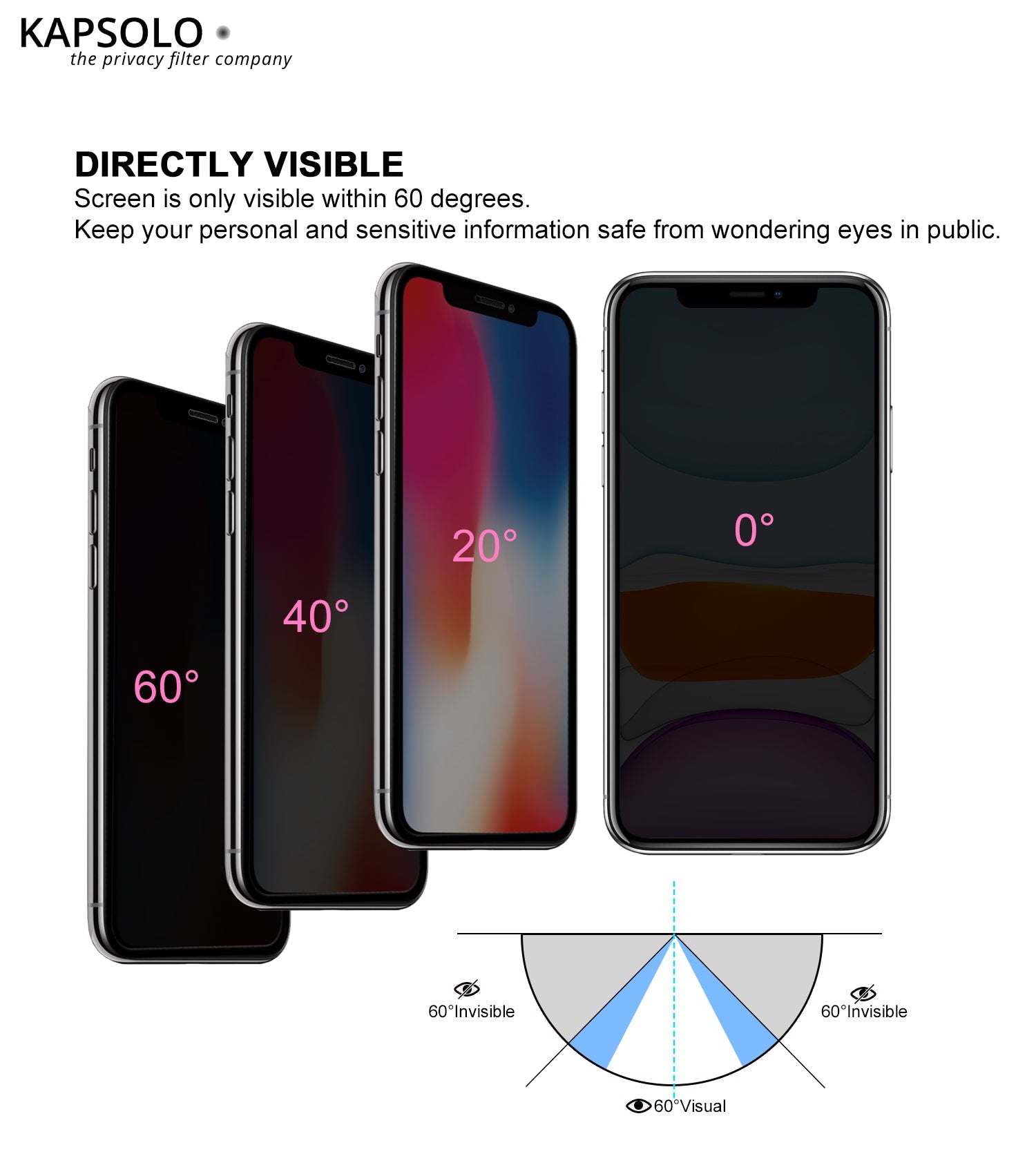 KAPSOLO Privacy-Filter (Panzerglas), 9H – für iPhone 8 Plus