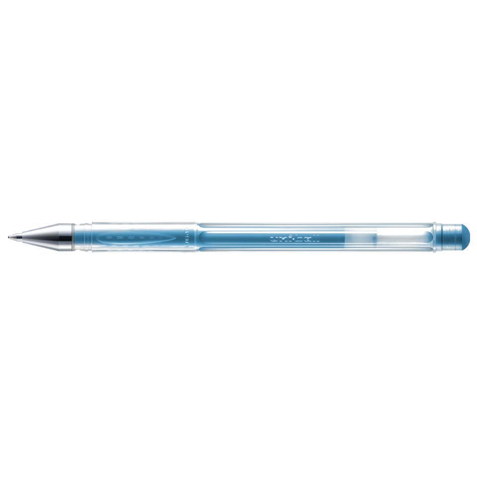 Uni-Ball Signo Noble Metal Gelschreiber, Druckmechanik – Blau, Spitze 0,8 mm, Metallic