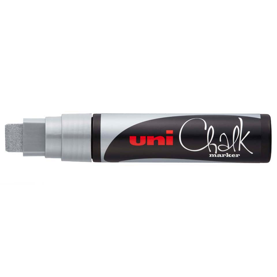 Uni-Ball ChalkGlass PWE-17K Kreidemarker – Keilspitze 15 mm – Silber, für Glas/Tafel/Spiegel