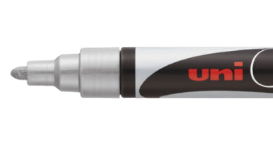 Uni-Ball PWE-5M Kreidemarker – Rund 1,8–2,5 mm – Silber, für Glas/Spiegel/Papier