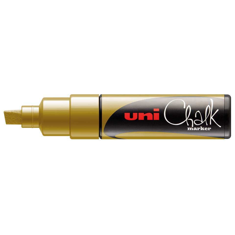Uni-Ball PWE-8K Kreidemarker – Pinsel 8 mm – Gold, für Glas/Tafel/Spiegel