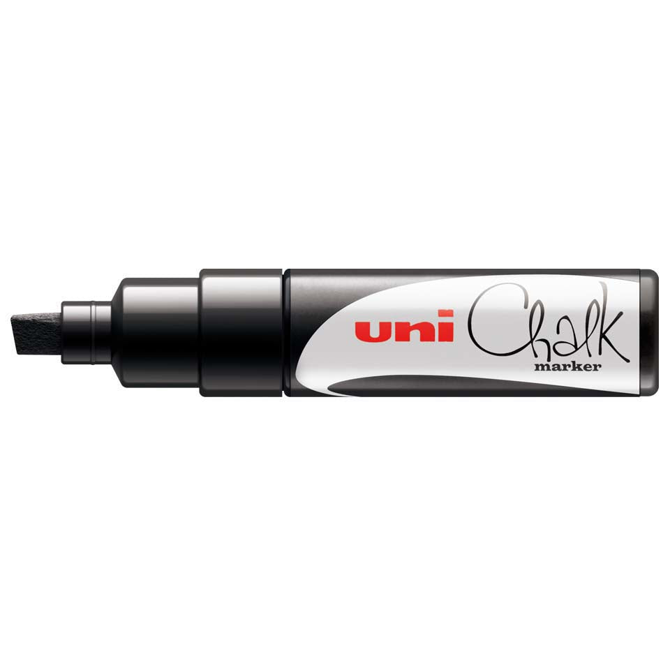 Uni-Ball PWE-8K Kreidemarker – Pinsel 8 mm – Schwarz, für Glas und andere glatte Oberflächen