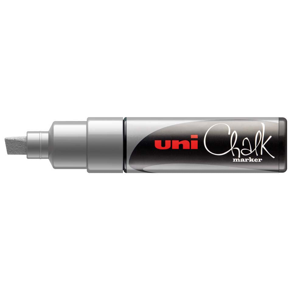 Uni-Ball PWE-8K Kreidemarker – 8 mm Keilspitze – Silber, für Glas/Tafel/Spiegel