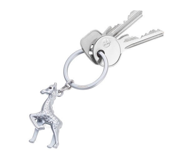 TROIKA Schlüsselanhänger Gisela Giraffe – Metall/Chrom, Silbergrau