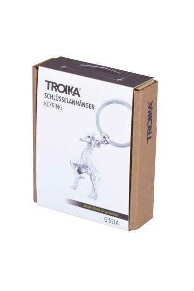 TROIKA Schlüsselanhänger Gisela Giraffe – Metall/Chrom, Silbergrau