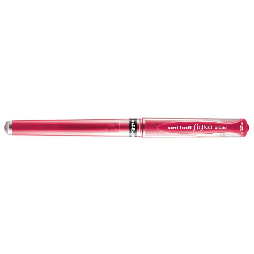 Uni-Ball Signo broad – Tintenroller, dokumentenecht, mit Kappe, 0,6 mm, pink metallic