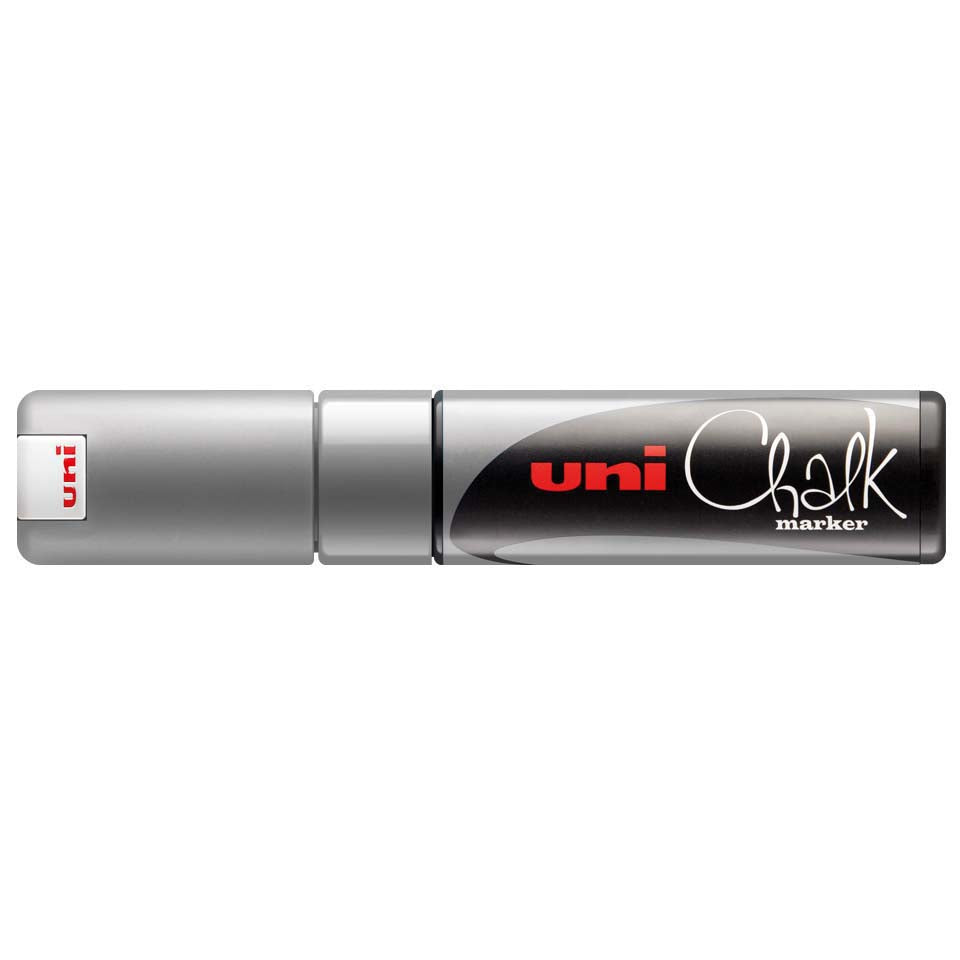 Uni-Ball PWE-8K Kreidemarker – 8 mm Keilspitze – Silber, für Glas/Tafel/Spiegel