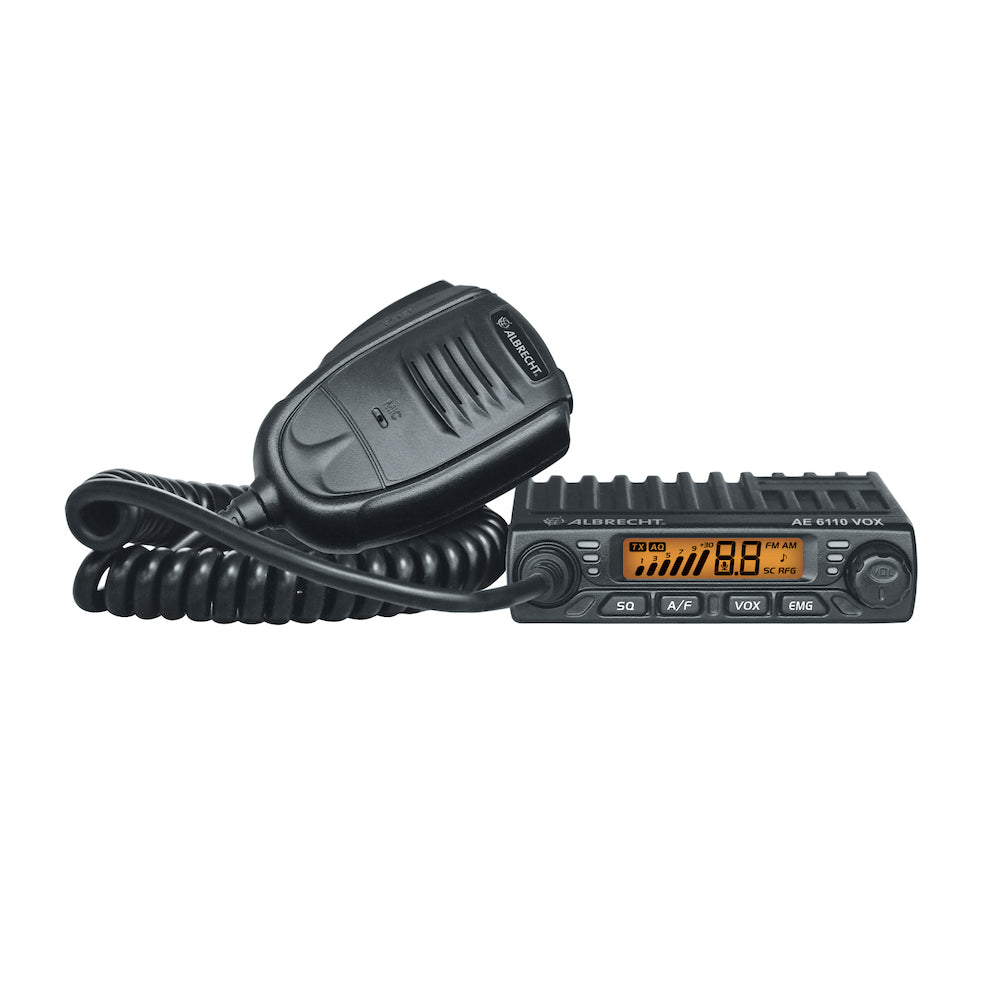 Albrecht AE 6110 VOX – Auto-CB-Funkgerät, 400 Kanäle, AM/FM, 8 W Ausgangsleistung, 12 V, Schwarz