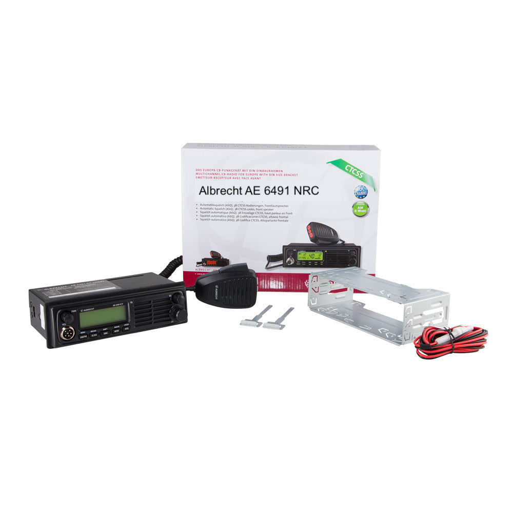Albrecht AE 6491 NRC – CB-Funkgerät, 4 W, 5 Kanäle, 12/24 V, Montageset, Mikrofon, Schwarz