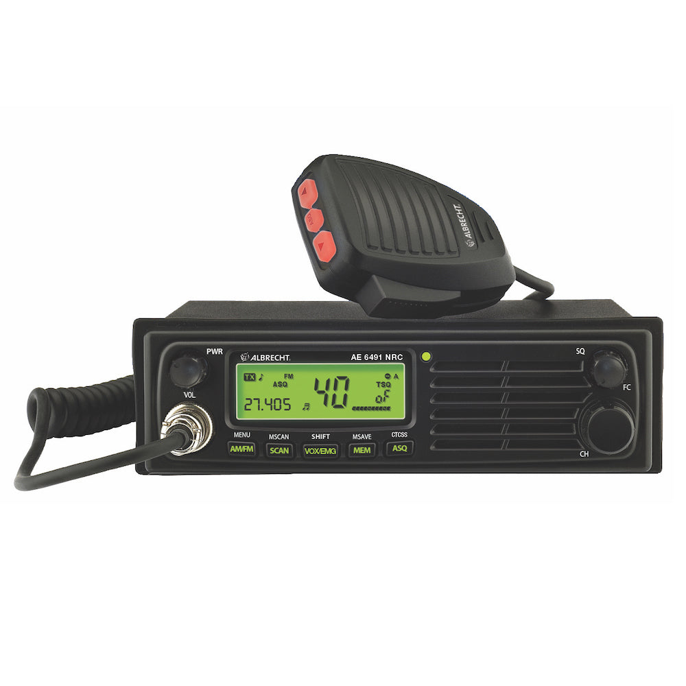 Albrecht AE 6491 NRC – CB-Funkgerät, 4 W, 5 Kanäle, 12/24 V, Montageset, Mikrofon, Schwarz