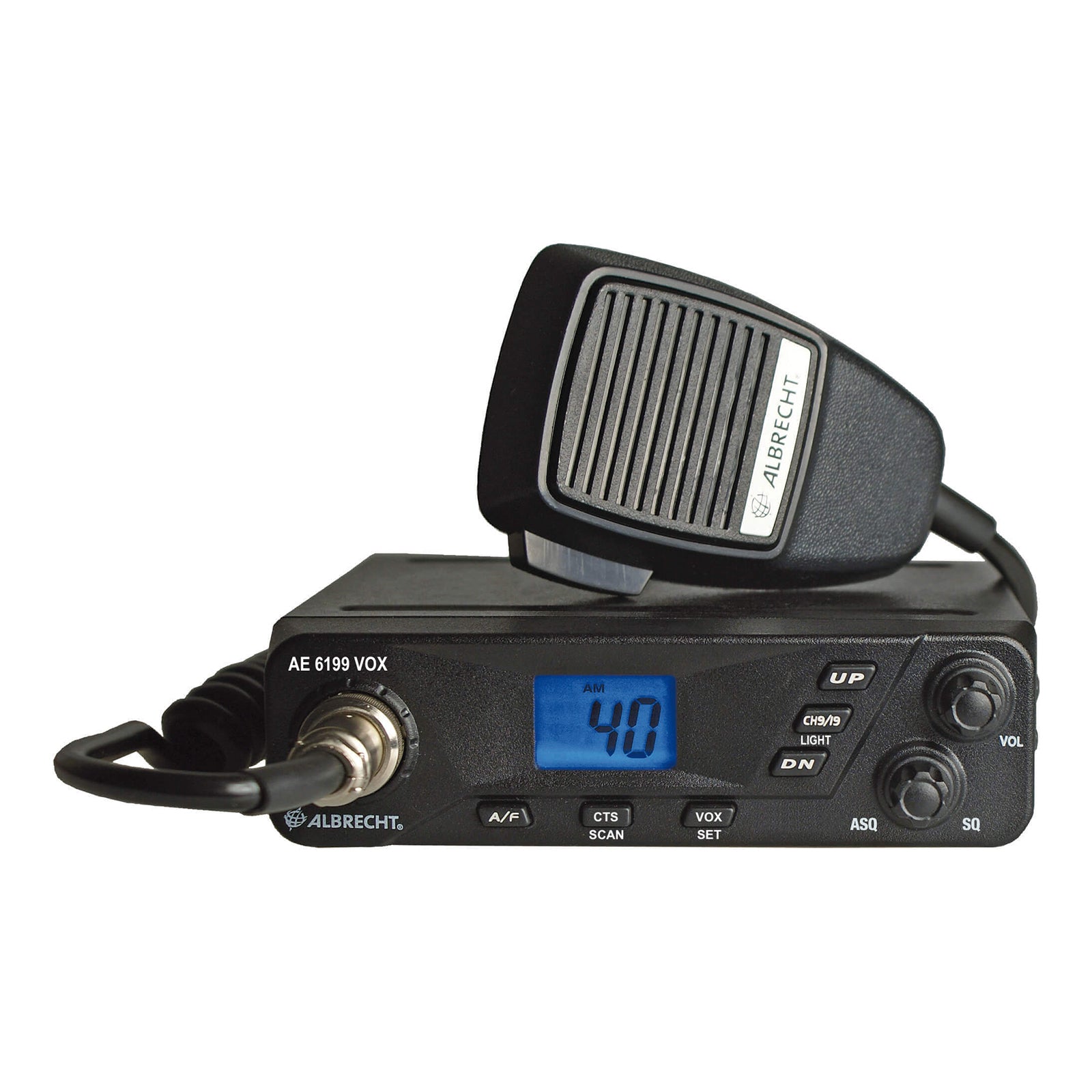 Albrecht AE 6199 – Auto-CB-Funkgerät, 26,565–27,405 MHz, 12 V, mit Mikrofon, Schwarz