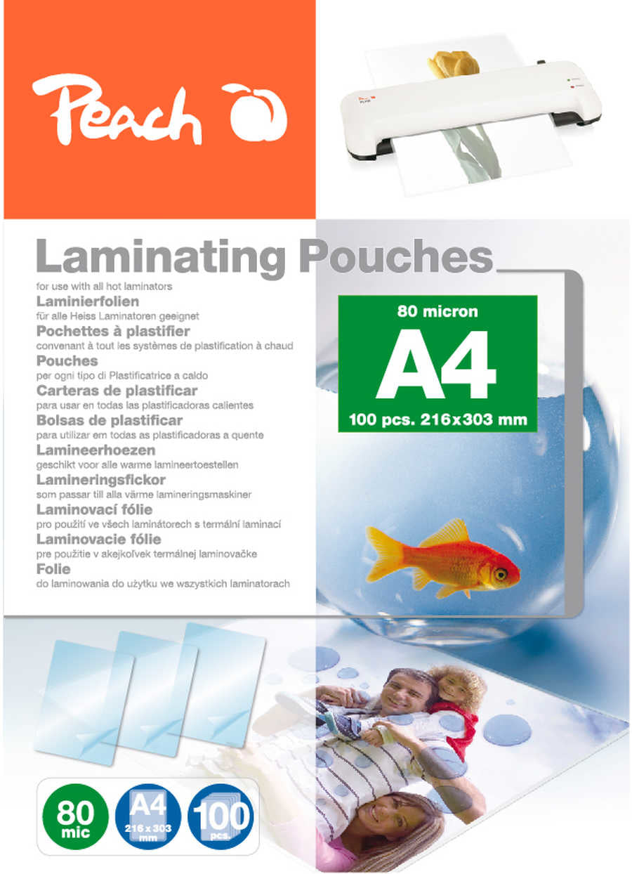 Peach Laminierfolien A4, glänzend – 80 µm, 600 Stk.