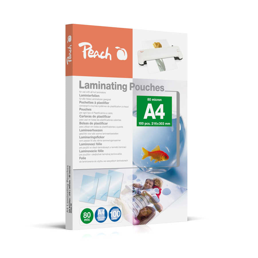 Peach Laminierfolien A4, glänzend – 80 µm, 600 Stk.
